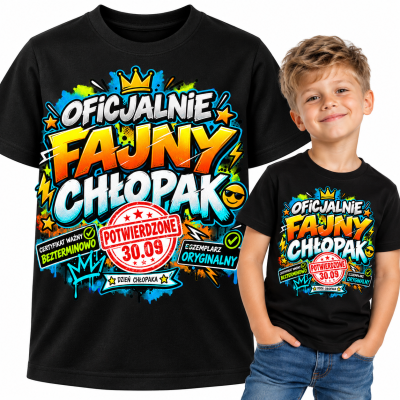 KOSZULKA DZIECIĘCA DZIEŃ CHŁOPAKA oficjalnie fajny chłopak